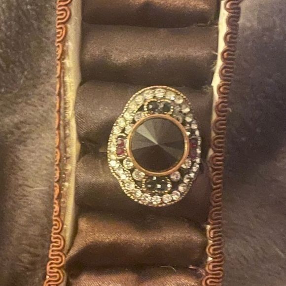 CUTE BLACK BEJEWELED GOTH RING - Picture 2 of 4